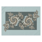 Abstract Beige Lichtblauwe Fractale Kunst Spiralen Tafelkleed (Voorkant (Horizontaal))