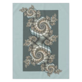 Abstract Beige Lichtblauwe Fractale Kunst Spiralen Tafelkleed (Voorkant)