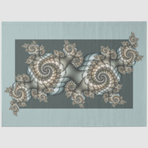 Abstract Beige Lichtblauwe Fractale Kunst Spiralen Tissuepapier