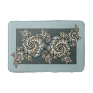 Abstract Beige Lichtblauwe Fractale Kunstspiralen Badmat