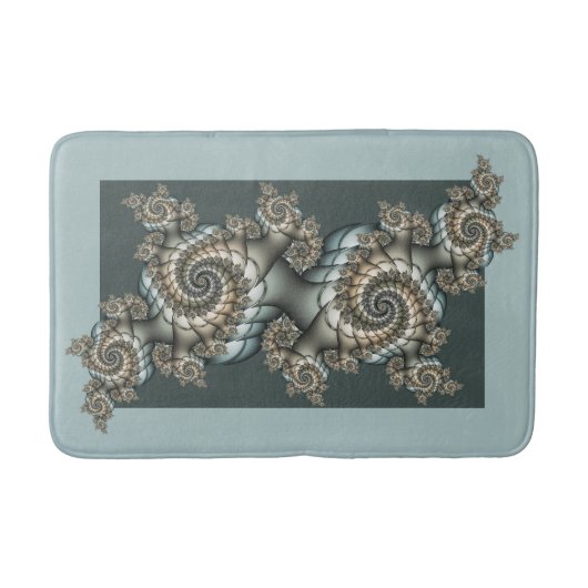 Abstract Beige Lichtblauwe Fractale Kunstspiralen Badmat (Voorkant)