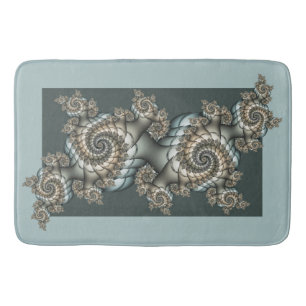 Abstract Beige Lichtblauwe Fractale Kunstspiralen Badmat