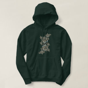 Abstract Beige Lichtblauwe Fractale Kunstspiralen Hoodie