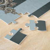 Abstract Beige Lichtblauwe Fractale Kunstspiralen Legpuzzel (Zijkant)