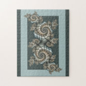 Abstract Beige Lichtblauwe Fractale Kunstspiralen Legpuzzel (Verticaal)