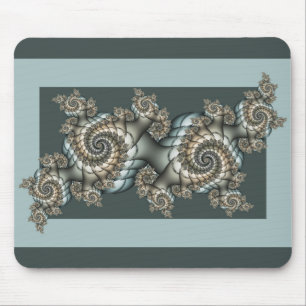 Abstract Beige Lichtblauwe Fractale Kunstspiralen Muismat