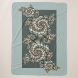 Abstract Beige Lichtblauwe Fractale Kunstspiralen Sherpa Deken