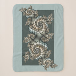 Abstract Beige Lichtblauwe Fractale Kunstspiralen Sherpa Deken