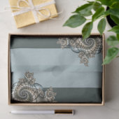 Abstract Beige Lichtblauwe Fractale Kunstspiralen Tissuepapier (Geschenk)