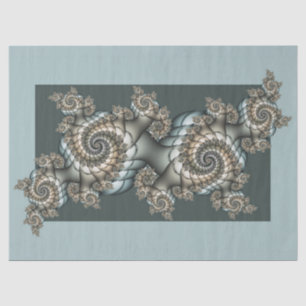 Abstract Beige Lichtblauwe Fractale Kunstspiralen Tissuepapier