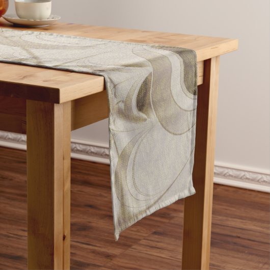 Abstract beige patroon korte tafelloper (Voorbeeld)
