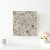 Abstract beige patroon vierkante klok (Huis)