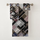 Abstract, beige, zwart bad handdoek (Insitu)