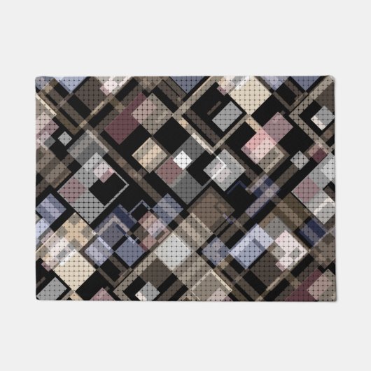 Abstract, beige, zwart, gelooid deurmat (Voorkant)