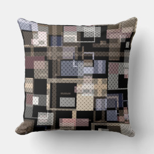 Abstract, beige, zwart, gelooid kussen