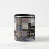 Abstract, beige, zwart, gelooid mok (Midden)