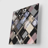 Abstract, beige, zwart, gelooid vierkante klok (Hoek)