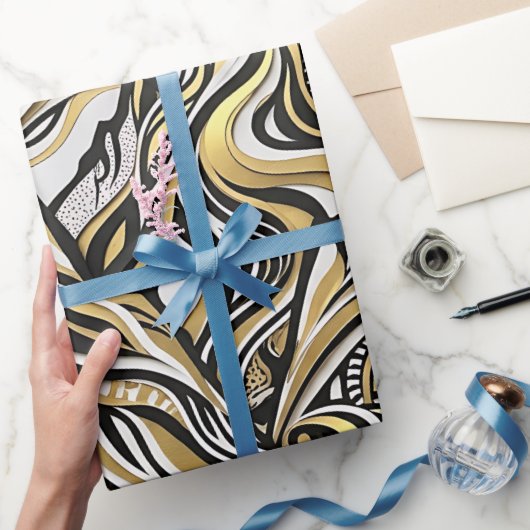 Abstract Berg Silhouet Goud Inpakpapier (Geschenken)