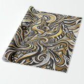 Abstract Berg Silhouet Goud Inpakpapier (Uitgerold)