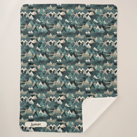 Abstract Bergbos Gepersonaliseerde Naam Sherpa Deken (Voorkant)