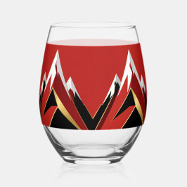 Abstract Berggebied Rood Zwart Goud Wijnglas Zonder Voet