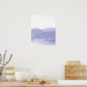 Abstract Berglandschap Blauw Wit Poster (Keuken)