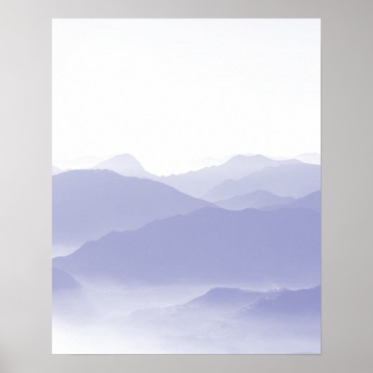 Abstract Berglandschap Blauw Wit Poster (Voorkant)