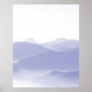 Abstract Berglandschap Blauw Wit Poster