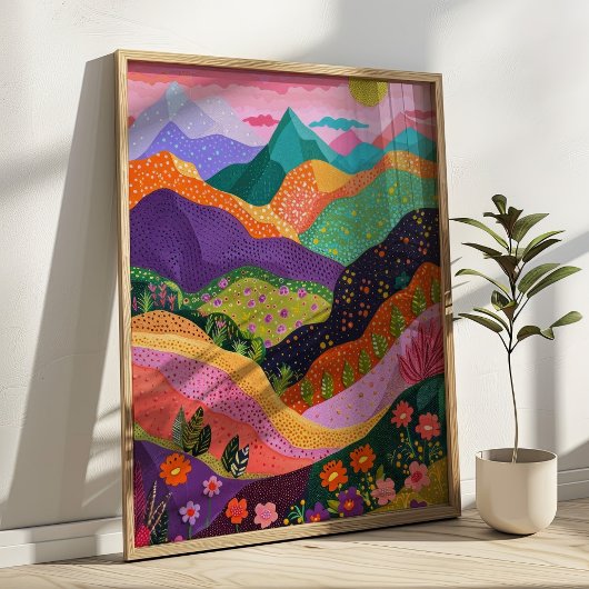 Abstract berglandschap Kleurrijke Art Print