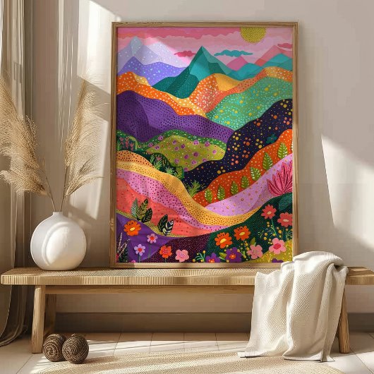 Abstract berglandschap Kleurrijke Art Print