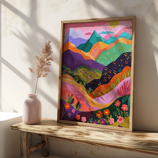 Abstract berglandschap Kleurrijke Art Print