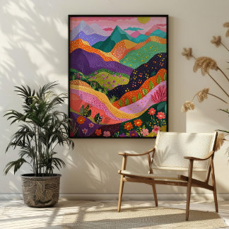 Abstract berglandschap Kleurrijke Art Print