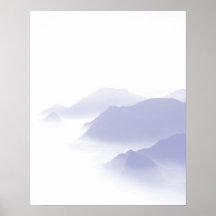 Abstract Berglandschap Kunst Periwinkle Wit