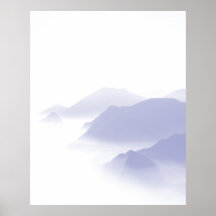 Abstract Berglandschap Kunst Periwinkle Wit