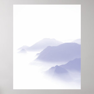 Abstract Berglandschap Kunst Periwinkle Wit Poster