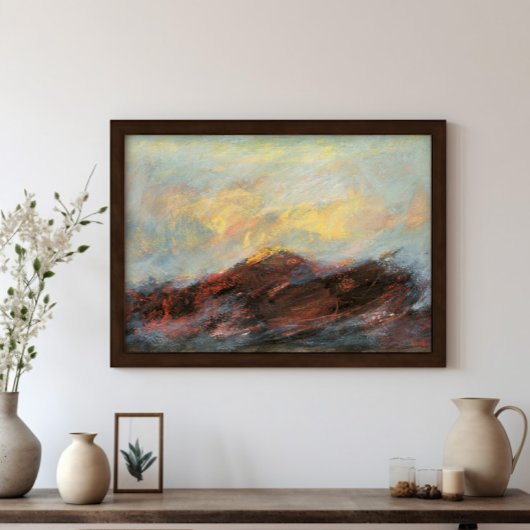 Abstract berglandschap kunstschilderij poster