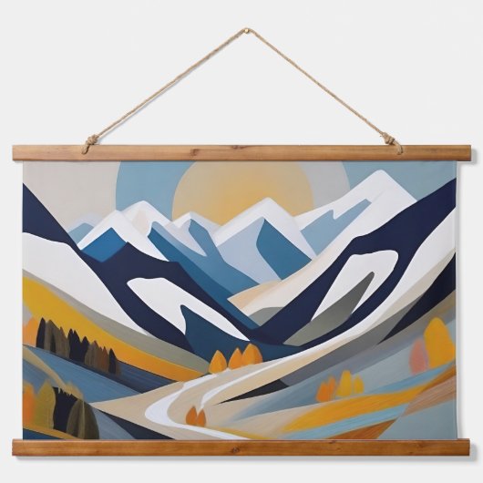 Abstract berglandschap Modern artistiek decor Hangend Wandkleed (Voorkant)