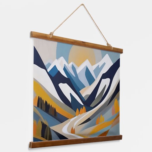 Abstract berglandschap Modern artistiek decor Hangend Wandkleed (Gebogen)
