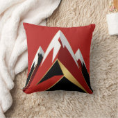 Abstract Berglandschap Rood Zwart Goud Kussen (Deken)