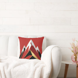 Abstract Berglandschap Rood Zwart Goud Kussen