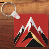Abstract Berglandschap Rood Zwart Goud Sleutelhanger (Voorkant)