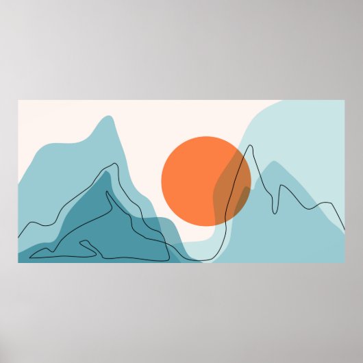 Abstract berglandschap, vlakke omgeving poster (Voorkant)