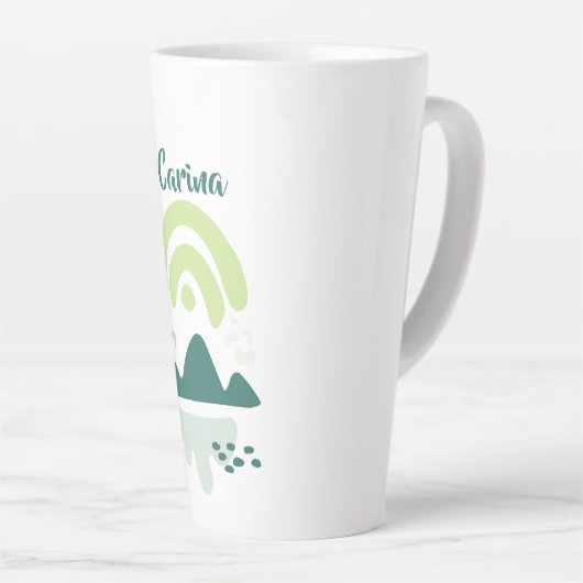 Abstract bergmeer Scene, gepersonaliseerd Latte Mok (Rechterhoek)