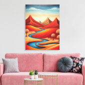 Abstract bergrivierlandschap canvas afdruk (Insitu (Woonkamer))
