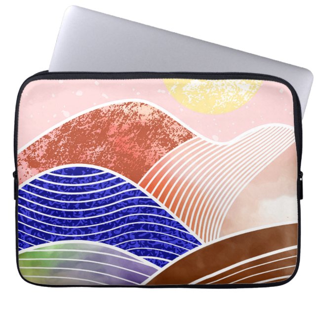Abstract bergschilderij laptop sleeve (Voorkant)