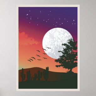 Abstract bergschilderij, poster