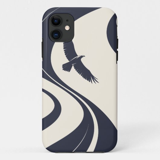 Abstract Bird Minimalist Navy Phone Case (Achterkant)