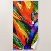 Abstract Bird of Paradise Bloem Tropisch Strandlaken (Voorkant)