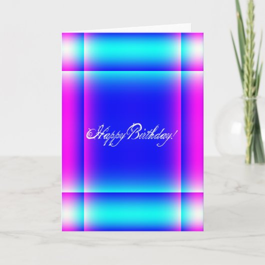 Abstract Birthday-ontwerp in roze en blauw Kaart (Voorkant)