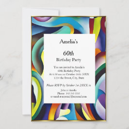 Abstract Birthday Partij rood blauw blauwgroen gou Kaart